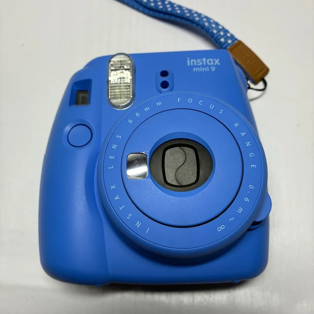 Fujifilm Instax Mini 9 Instant Film Camera Cobalt Blue with Polka Dot Strap